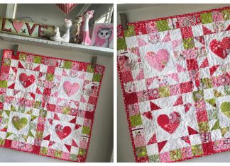 4-Patch Heart Mini Quilt Free Sewing Pattern