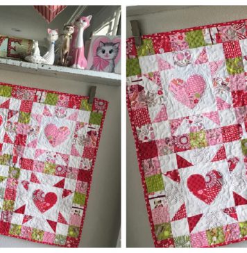 4-Patch Heart Mini Quilt Free Sewing Pattern