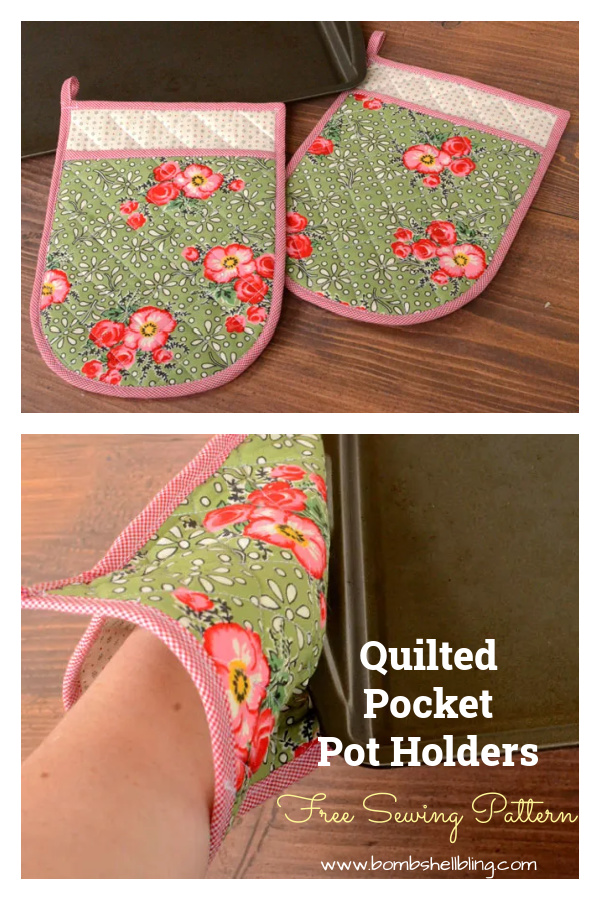 Quilted Pocket Pot Holders Free Sewing Pattern