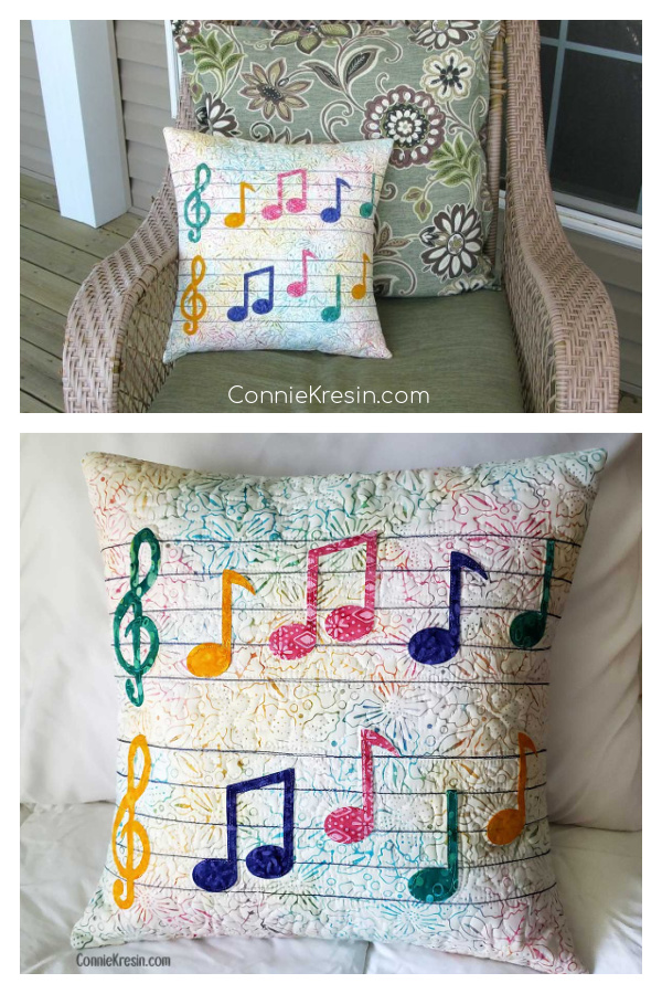 Musical Notes Pillow Free Sewing Pattern