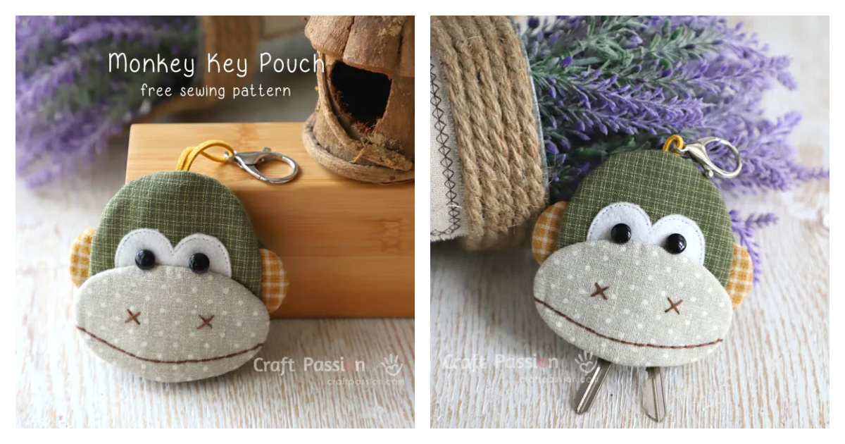 Monkey Key Pouch Free Sewing Pattern