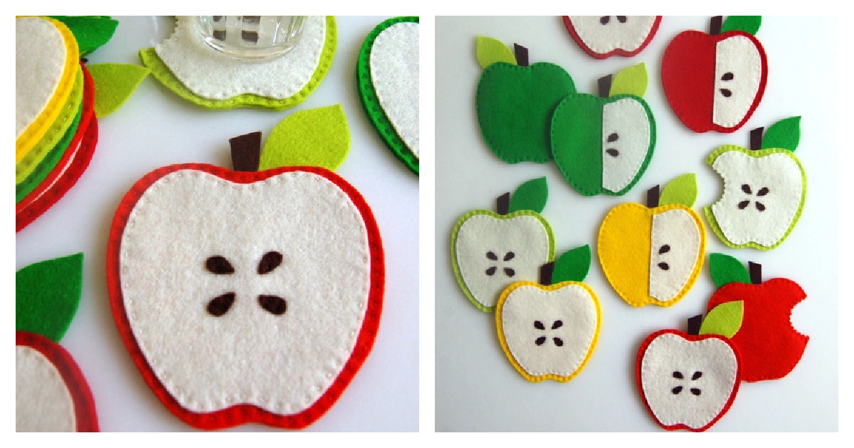 Apple Coasters Free Sewing Pattern