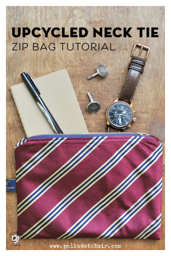 Zip Bag from Old Ties Free Sewing Pattern