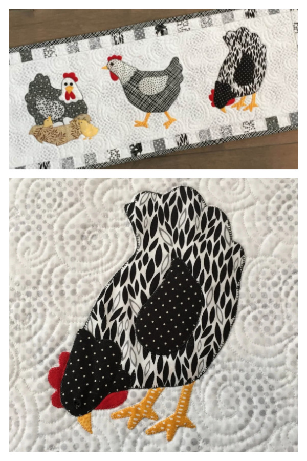 Hens Quilted Table Runner Sewing Pattern 