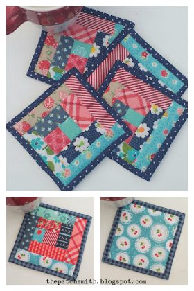 Log Cabin Coaster Free Sewing Pattern