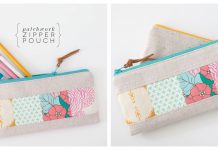 Patchwork Zipper Pouch Free Sewing Pattern