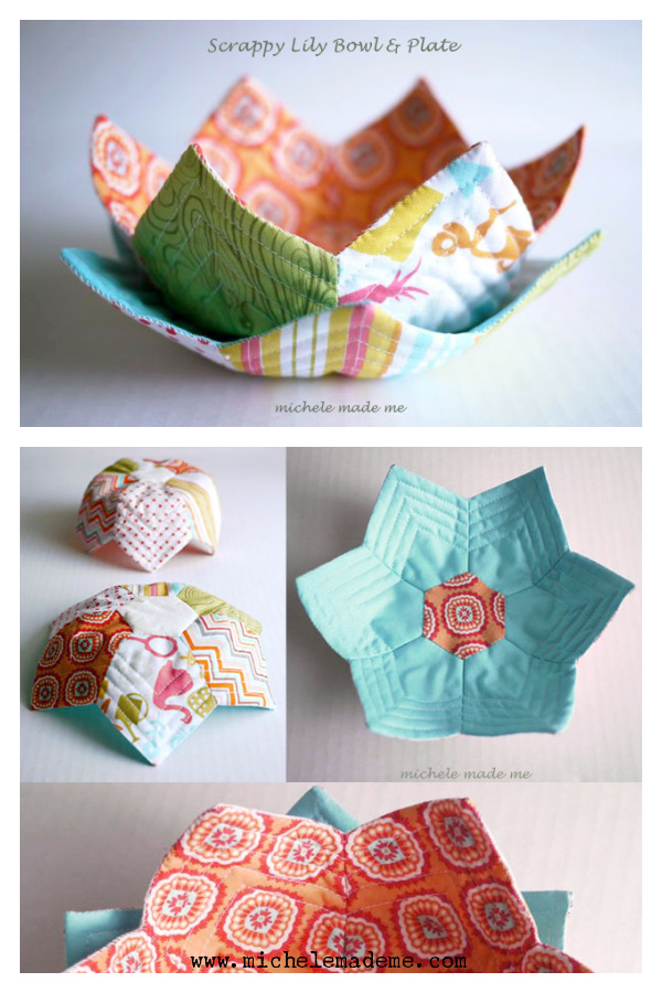 Scrappy Lily Bowl and Plate Free Sewing Pattern 