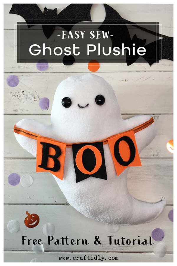 Easy Sew Ghost Plushie Free Sewing Pattern 