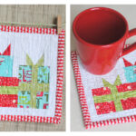 Mini Merry Gift Boxes Mug Rug Free Sewing Pattern