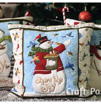 Snowman Quilted Pillow Cover Free Sewing Pattern