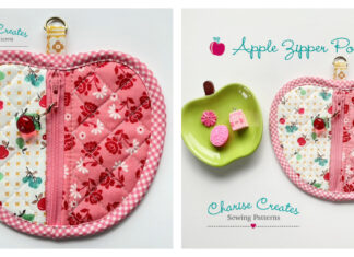 Apple Zipper Pouch Free Sewing Pattern
