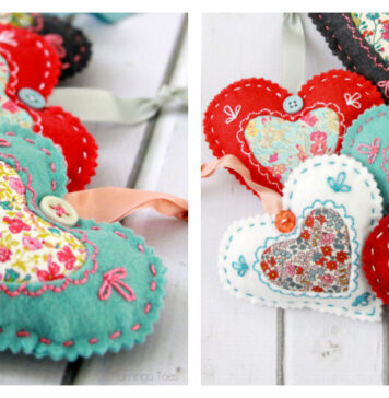 Fabric Heart Sachets Free Sewing Pattern