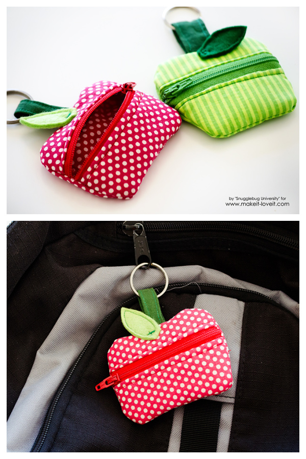 Lunch Money Zippered Apple Pouch Free Sewing Pattern
