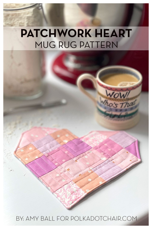 Patchwork Heart Mug Rug Free Sewing Pattern