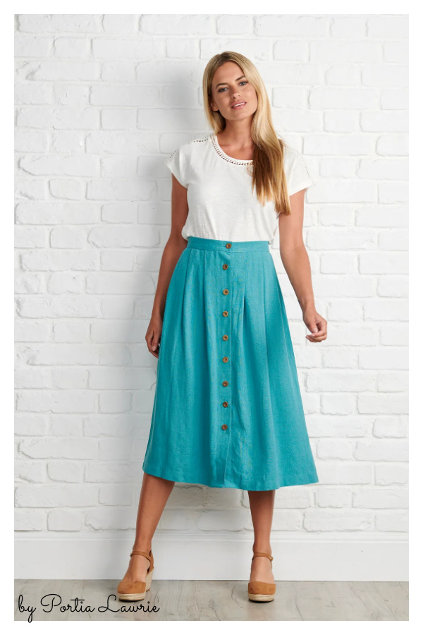 Button-up Midi Skirt Free Sewing Pattern 