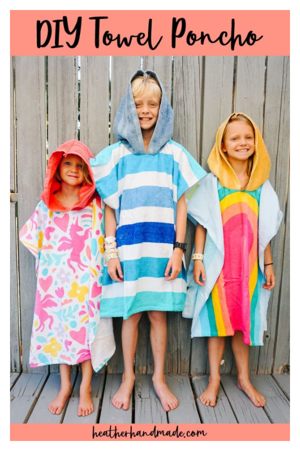 Easy Towel Poncho for Kids Free Sewing Pattern 