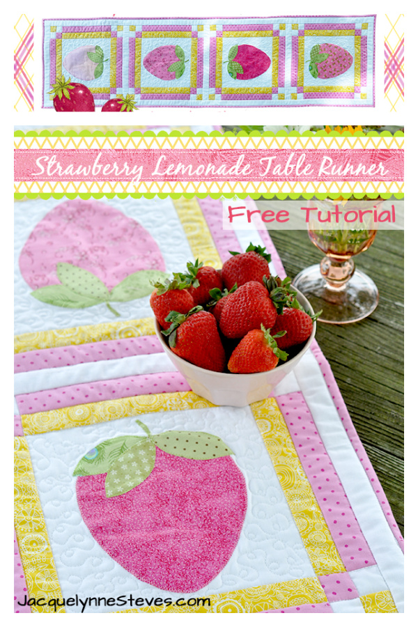 Strawberry Lemonade Table Runner Free Sewing Pattern