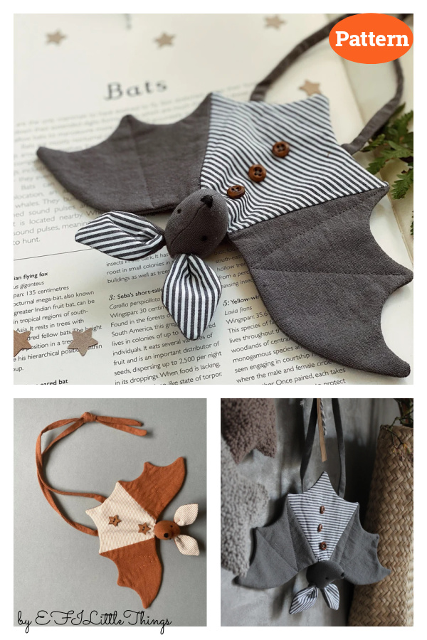 Bat Soft Toy Wall Hanging Decor Sewing Pattern