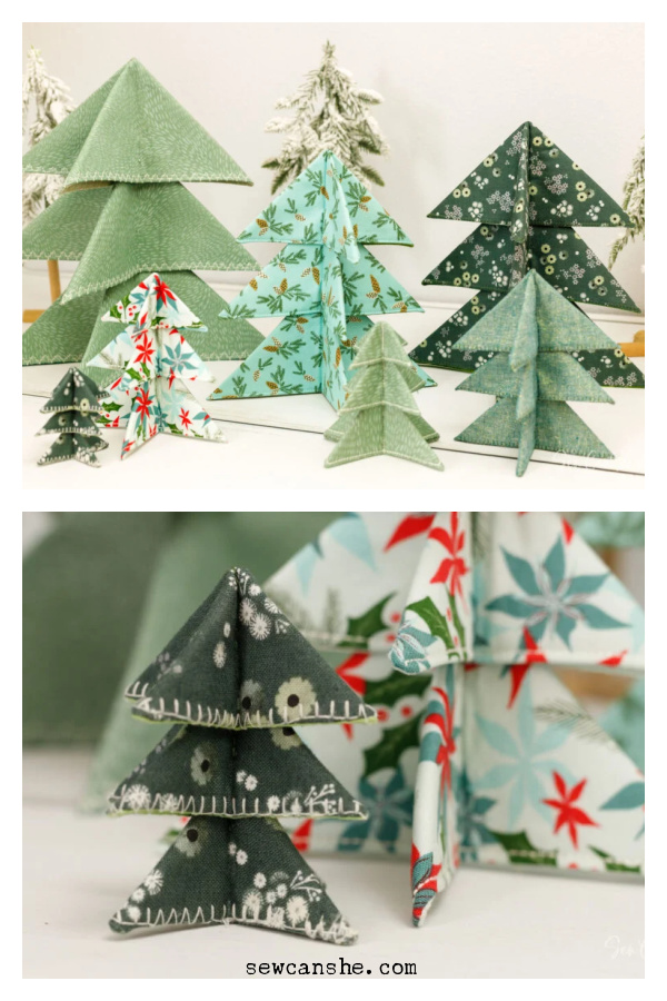 Fabric Christmas Trees Free Sewing Pattern