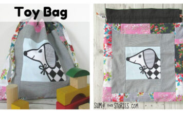 Drawstring Patchwork Toy Bag Free Sewing Pattern