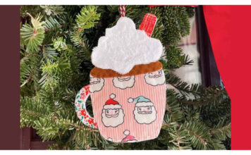 Hot Cocoa Ornament Free Sewing Pattern