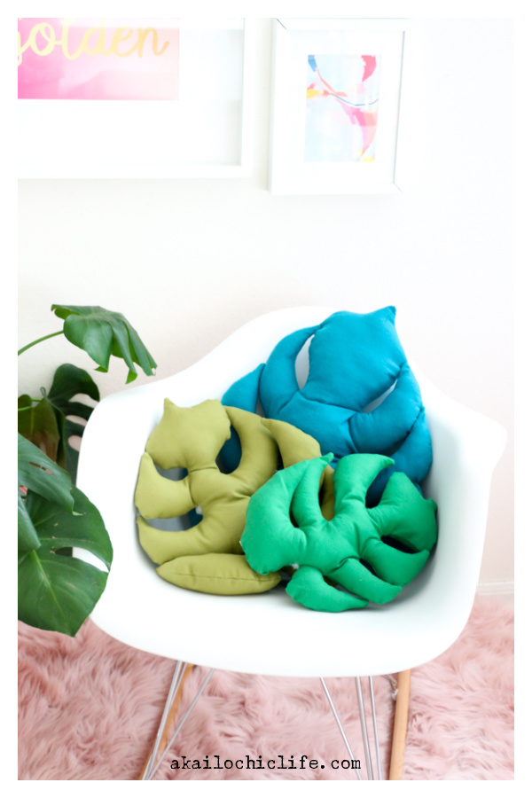 Monstera Leaf Pillow Free Sewing Pattern