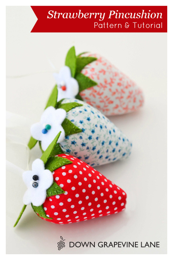 Strawberry Pincushion Free Sewing Pattern