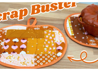 Scrappy Quilted Pumpkin Pot Holder Free Sewing Pattern