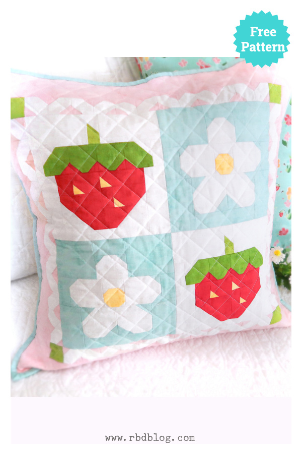 Strawberry Patch Pillow Cover Free Sewing Pattern