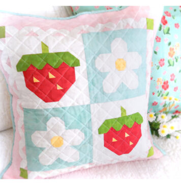 Strawberry Patch Pillow Cover Free Sewing Pattern