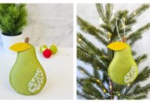 Beaded Felt Pear Ornament Free Sewing Pattern