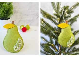 Beaded Felt Pear Ornament Free Sewing Pattern