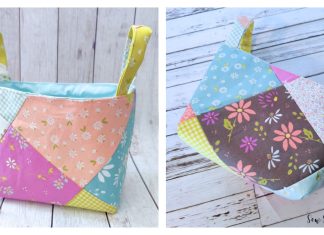 Simple Patchwork Fabric Bucket Free Sewing Pattern