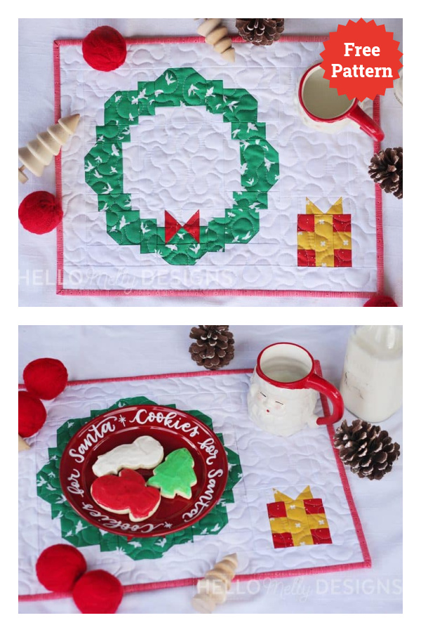 Cookies For Santa Quilted Placemat Free Sewing Pattern