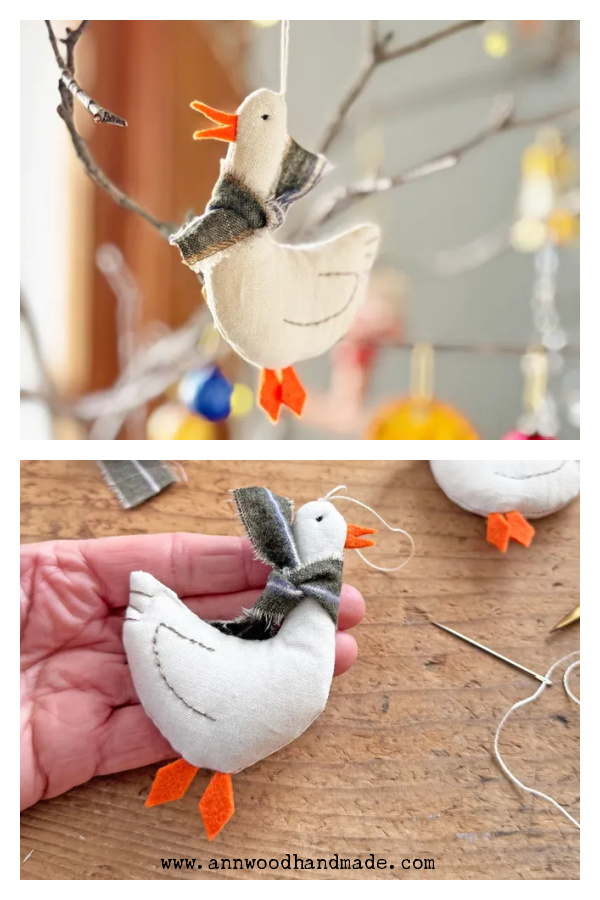 Happy Goose Ornament Free Sewing Pattern