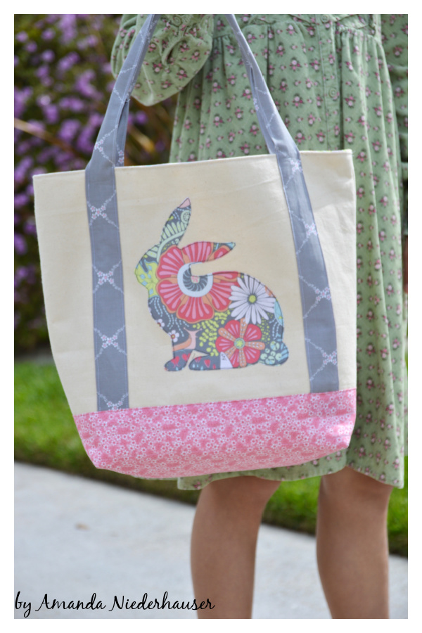 Bunny Hop Spring Tote Bag Free Sewing Pattern
