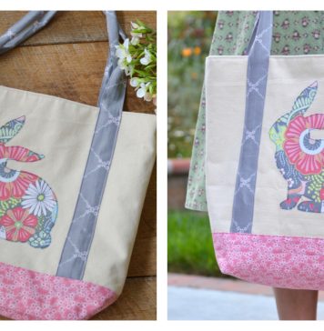 Bunny Hop Spring Tote Bag Free Sewing Pattern