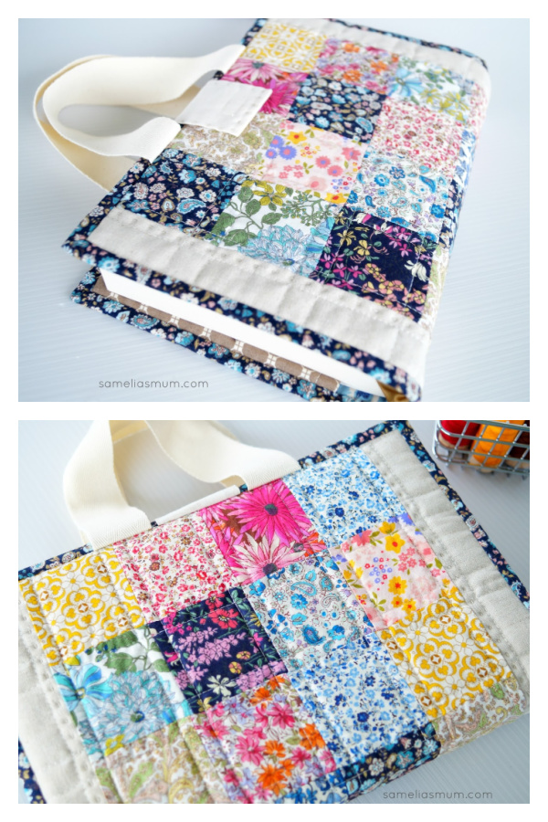 Quilted Book Bag Cover Free Sewing Pattern